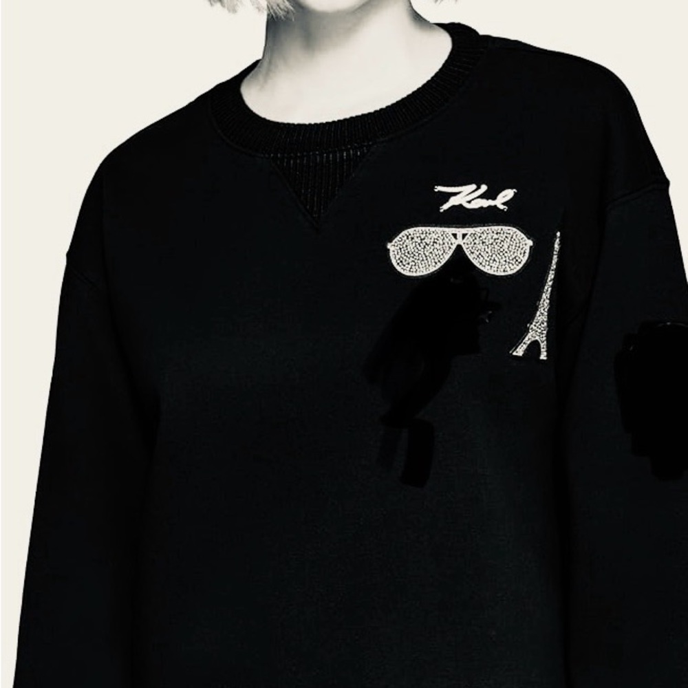 NWT Black Karl Lagerfeld Sweatshirt with Embellished Design